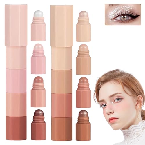 Stacked 4 Colour Eyeshadow Stick, Makeup Eyeshadow Palette, Neutral Eyeshadow, Eye Crayon Eyeshadow, Eye Shadow Pencils, 4 In 1 Matte anfd Shimmer Eyeshadow for Eye Brightener von RENTANAC