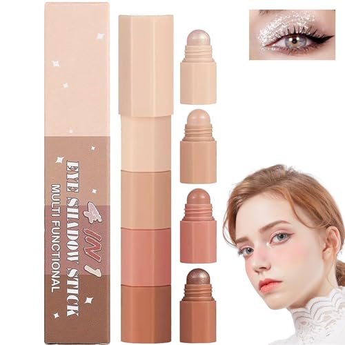 Stacked 4 Colour Eyeshadow Stick, Makeup Eyeshadow Palette, Neutral Eyeshadow, Eye Crayon Eyeshadow, Eye Shadow Pencils, 4 In 1 Matte anfd Shimmer Eyeshadow for Eye Brightener von RENTANAC