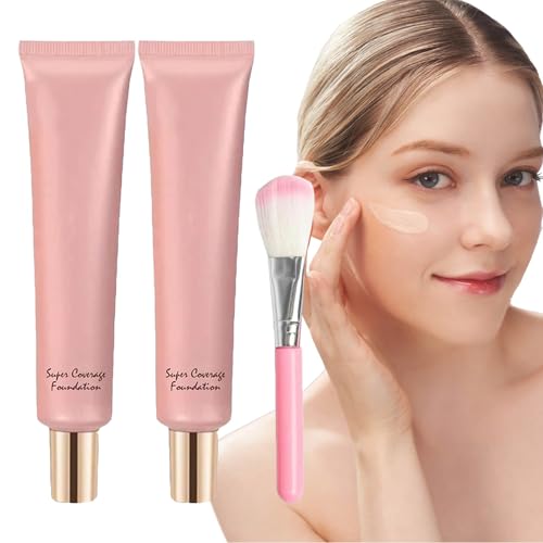 Super Coverage Foundation with Buffing Brush, Hydrating Liquid Foundation, Full Coverage Foundation Makeup With Skin Buffing Brush, Natural Foundation Makeup von RENTANAC