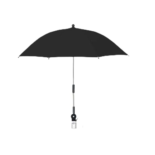 RENXR Stuhlschirm mit Klemme, universal, verstellbar, Strandkorbschirm, UV-Schutz, Sonnenschirm für Kinderwagen, Rollstühle, Terrassenstühle, Schwarz, Schwarz , Large von RENXR