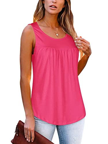 REORIA Damen Ärmellose Vest aktive und lässige Tops mit leichte Rüschen Rosa M von REORIA