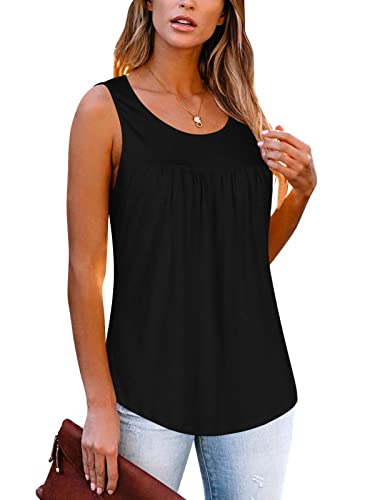 REORIA Damen Ärmellose Vest aktive und lässige Tops mit leichte Rüschen Schwarz XL von REORIA