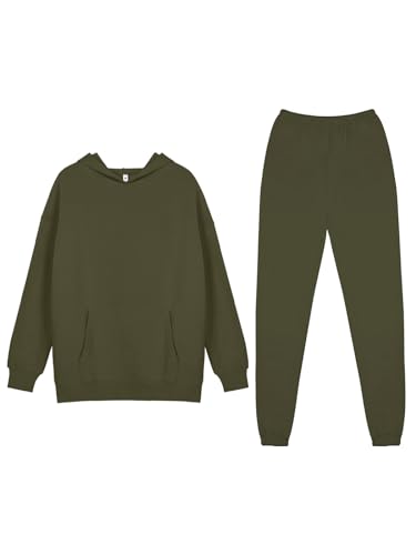 REORIA Damen Baumwolle Hausanzug Weich Freizeitanzug Warm Trainingsanzug Jogginganzug Set Tracksuits Hoodies Jogger Dunkelgrün M REORIA Damen Baumwolle Hausanzug Weich Freizeitanzug Warm Trainingsanzug Jogginganzug Set Tracksuits Hoodies Jogger Dunkelgrün M von REORIA