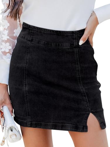 REORIA Damen Baumwolle Jeansrock Figurbetonter Minirock Tennisrock Schultanz Kurzer Rock Cheerleader Kostüm Schwarz XXL REORIA Damen Baumwolle Jeansrock Figurbetonter Minirock Tennisrock Schultanz Kurzer Rock Cheerleader Kostüm Schwarz XXL von REORIA