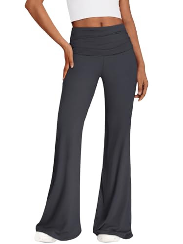 REORIA Damen Einfarbige Leggings Schlaghose Gym Leggings Yogahose mit weitem Bein und gerafftem Gummibund Dunkelgrau M REORIA Damen Einfarbige Leggings Schlaghose Gym Leggings Yogahose mit weitem Bein und gerafftem Gummibund Dunkelgrau M von REORIA
