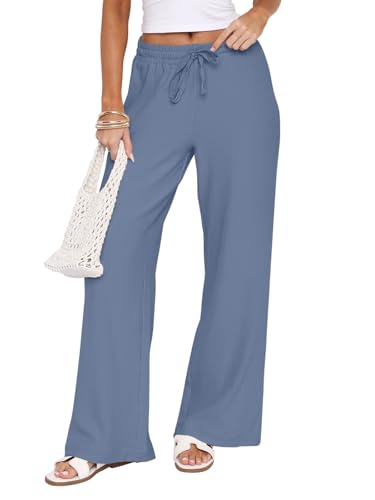 REORIA Damen Hosen Sommer Leicht Palazzo Hose Luftig Weite Hose Bein Wide Leg Pants Lose Casual Sommerhose Baumwolle Freizeithose Strandhose mit Kordelzug Elastisch REORIA Damen Hosen Sommer Leicht Palazzo Hose Luftig Weite Hose Bein Wide Leg Pants Lose Casual Sommerhose Baumwolle Freizeithose Strandhose mit Kordelzug Elastisch von REORIA