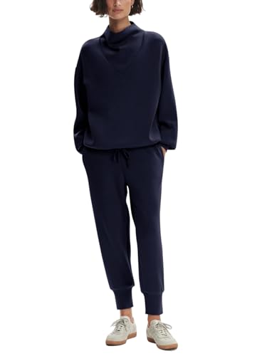 REORIA Damen Lässiger Rollkragen Jogginganzug Zweiteiler Trainingsanzug Hausanzug Sport Set Elegantes Outfit Lounge Set Marineblau XL von REORIA