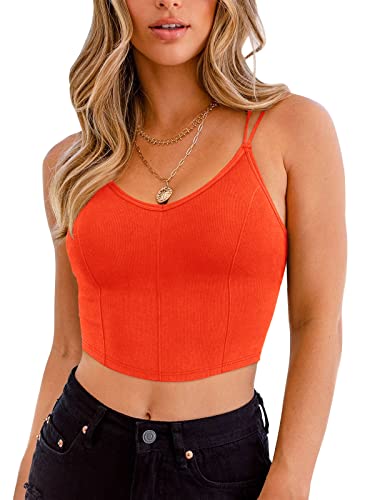 REORIA Damen Sexy V-Ausschnitt Bustiers Spaghettiträger Korsetts Crop Tops Camisoles Weste BHs Orange L von REORIA