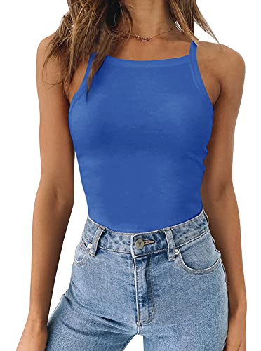 REORIA Damen Trägerlos kurzarm Racerback Riemchen Body Blau 2XL von REORIA