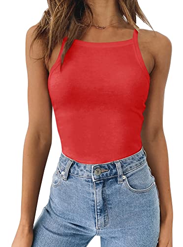 REORIA Damen Trägerlos kurzarm Racerback Riemchen Body Rot XL von REORIA