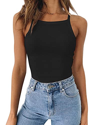 REORIA Damen Trägerlos kurzarm Racerback Riemchen Body Schwarz S von REORIA