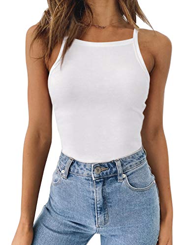 REORIA Damen Trägerlos kurzarm Racerback Riemchen Body Weiß L von REORIA