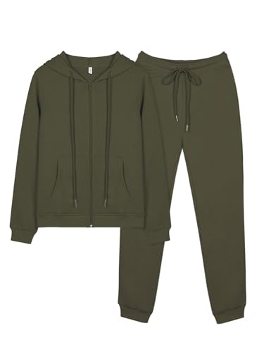 REORIA Damen Trainingsanzüge Warm Baumwolle Hausanzug Dicker Jogginganzug Set Langarmes Activewear Workout Set Sport Outfit Kapuzenpullover und lange Hose Grün XXL REORIA Damen Trainingsanzüge Warm Baumwolle Hausanzug Dicker Jogginganzug Set Langarmes Activewear Workout Set Sport Outfit Kapuzenpullover und lange Hose Grün XXL von REORIA