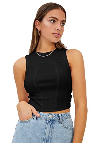 REORIA Damen ärmellose Tanktops mit Racerback und Rundhalsausschnitt Schwarz XL von REORIA