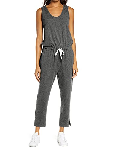 REORIA Damen langarm Rundhalsausschnitt Jumpsuit Overall breiten Hose Playsuit Romper Grau S von REORIA