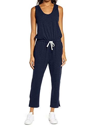 REORIA Damen langarm Rundhalsausschnitt Jumpsuit Overall breiten Hose Playsuit Romper Marineblau L von REORIA