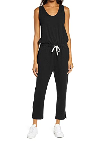 REORIA Damen langarm Rundhalsausschnitt Jumpsuit Overall breiten Hose Playsuit Romper Schwarz L von REORIA