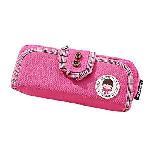 Federmäppchen 1 Stück Knopf Quadratisches Cartoon Federmäppchen Student Reißverschluss Bleistifttasche Schreibwarentasche Mit Großem Fassungsvermögen Rosa Rot von REPALY