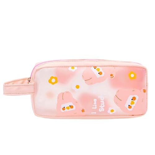 Federmäppchen 1 Stück Schreibwarentasche Mit Großem Fassungsvermögen PVC Cartoon Bleistifttasche Schüler Federmäppchen Rosa von REPALY