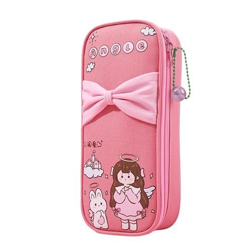 Federmäppchen 1 Stück Student Oxford Stoff Federmäppchen Mit Großem Fassungsvermögen Cartoon Bogen Schreibwaren Etui Federmäppchen Rosa von REPALY