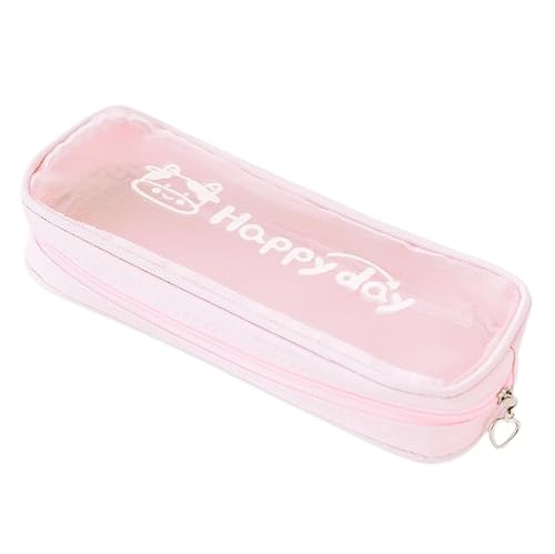 Federmäppchen 2Pcs Clear Nylon Casual Mesh Pencil Bag Multifunktionale Studenten Schreibwarentasche Rosa von REPALY