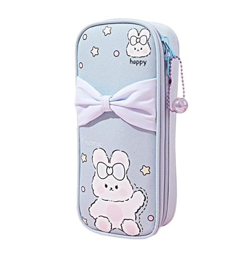 REPALY Federmäppchen 1 Stück Cartoon Hase Federmäppchen Mit Großer Kapazität Student Bogen Schreibwaren Etui Federmäppchen Blau von REPALY