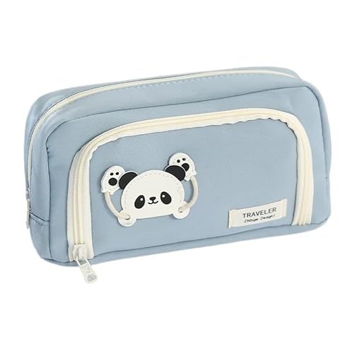 REPALY Federmäppchen 1 Stück Cartoon Panda Schwarzes Federmäppchen Große Kapazität Schreibwarenbox Mädchen Federmäppchen Blau von REPALY