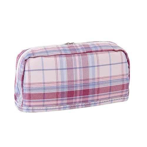 REPALY Federmäppchen 1 Stück Federmäppchen Mit Großer Kapazität Plaid Double Zipper Federmäppchen Leinwand Federmäppchen Student Schreibwaren Aufbewahrungsbox C von REPALY