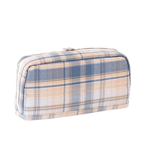 REPALY Federmäppchen 1 Stück Federmäppchen Mit Großer Kapazität Plaid Double Zipper Federmäppchen Leinwand Federmäppchen Student Schreibwaren Aufbewahrungsbox F von REPALY