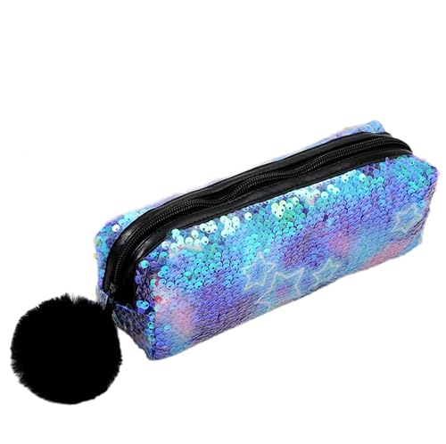 REPALY Federmäppchen 1 Stück Fellball Glitzer Federmäppchen Kosmetiktasche Damen Glitzer Aufbewahrungsbeutel H von REPALY