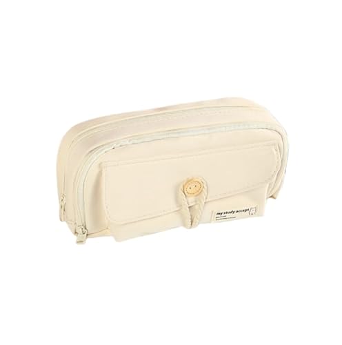 REPALY Federmäppchen 1 Stück Geknöpftes Mehrlagiges Federmäppchen Schreibwarentasche Für Studenten Mehrlagiges Federmäppchen Beige von REPALY