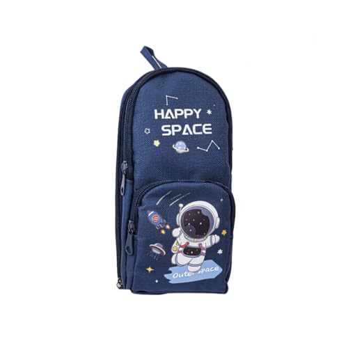 REPALY Federmäppchen 1 Stück Hand Lanyard Federmäppchen Mit Großem Fassungsvermögen Cartoon Kleine Schultasche Schreibwaren Tasche Mehrlagiges Federmäppchen Marineblau von REPALY