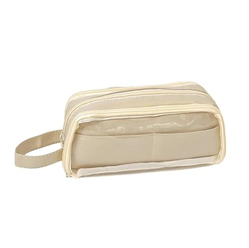 REPALY Federmäppchen 1 Stück Klares Federmäppchen Mit Großem Fassungsvermögen Schreibwarenbox Schreibwarentasche Mädchen Federmäppchen Beige von REPALY