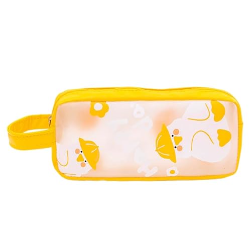 REPALY Federmäppchen 2 Stück Schreibwarentasche Mit Großem Fassungsvermögen PVC Cartoon Bleistifttasche Student Bleistifttasche Gelb von REPALY