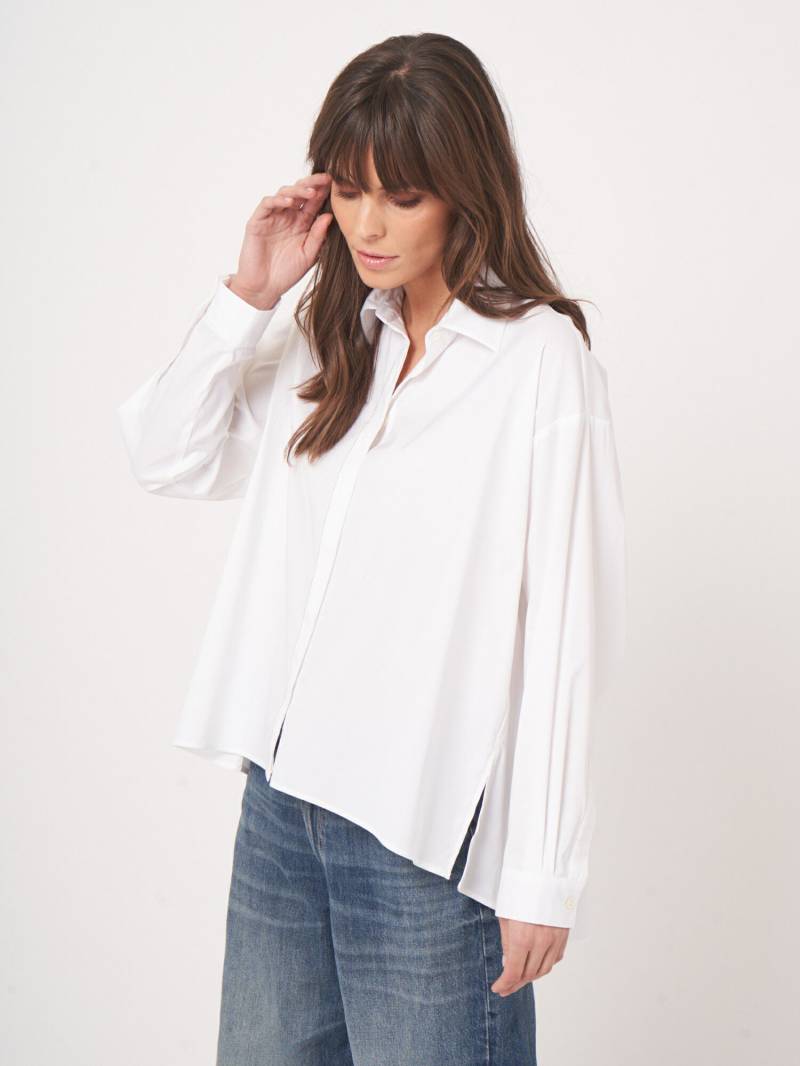 A-Linien-Bluse aus Stretch-Baumwolle mit Blusenkragen von REPEAT cashmere