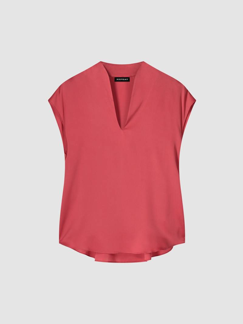 Ärmelloses Seidentop mit geschlitztem Ausschnitt von REPEAT cashmere