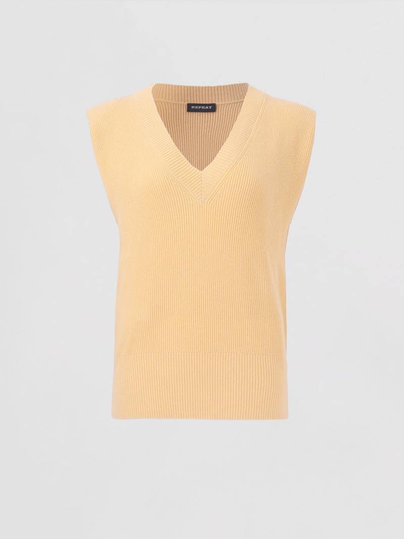 Ärmelloses Strickoberteil aus Kaschmir-Baumwollmischung mit tiefem V-Ausschnitt von REPEAT cashmere