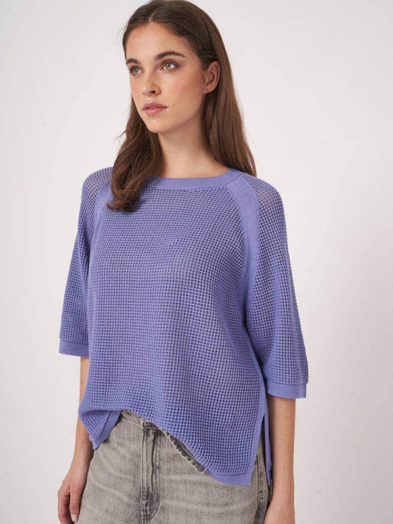 Ajour-Pullover mit weiten kurzen Ärmeln von REPEAT cashmere