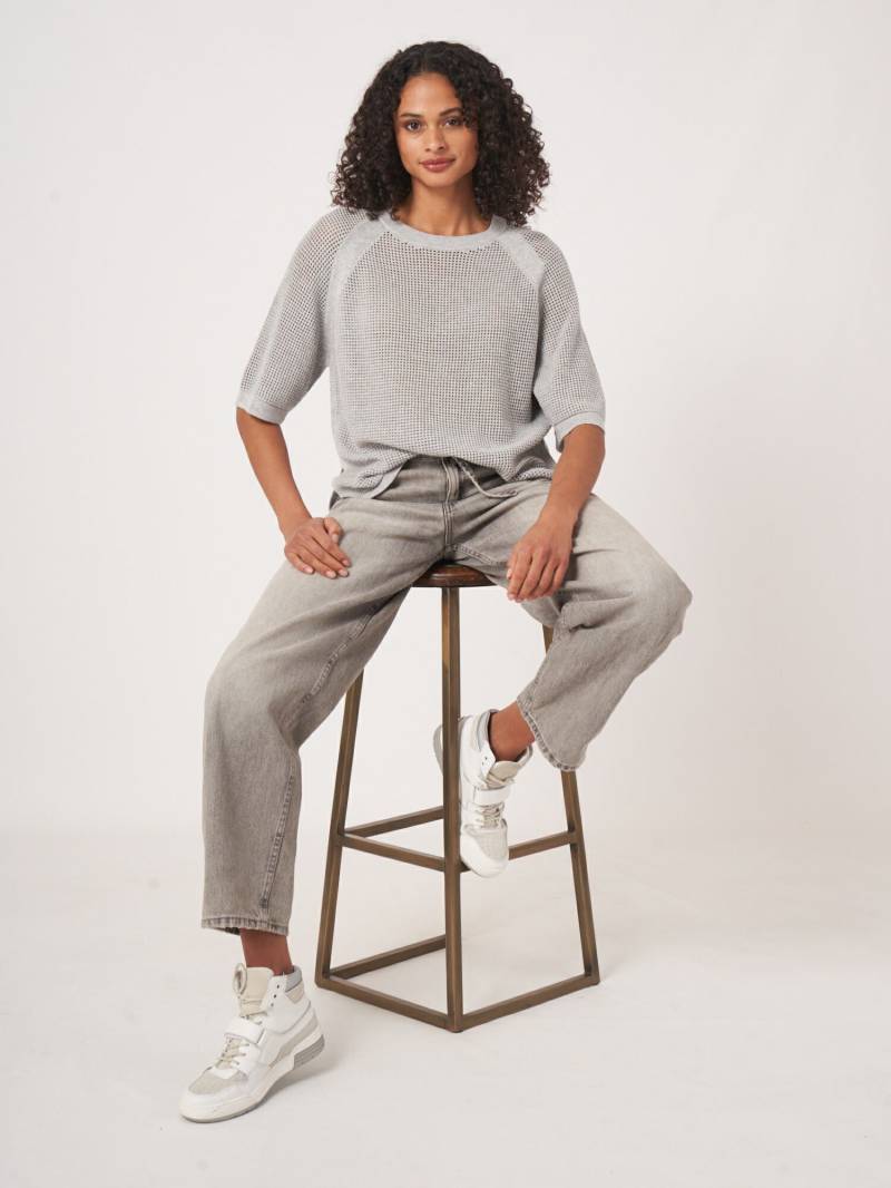 Ajour-Pullover mit weiten kurzen Ärmeln von REPEAT cashmere