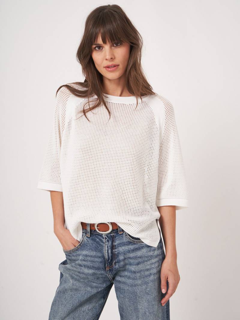 Ajour-Pullover mit weiten kurzen Ärmeln von REPEAT cashmere