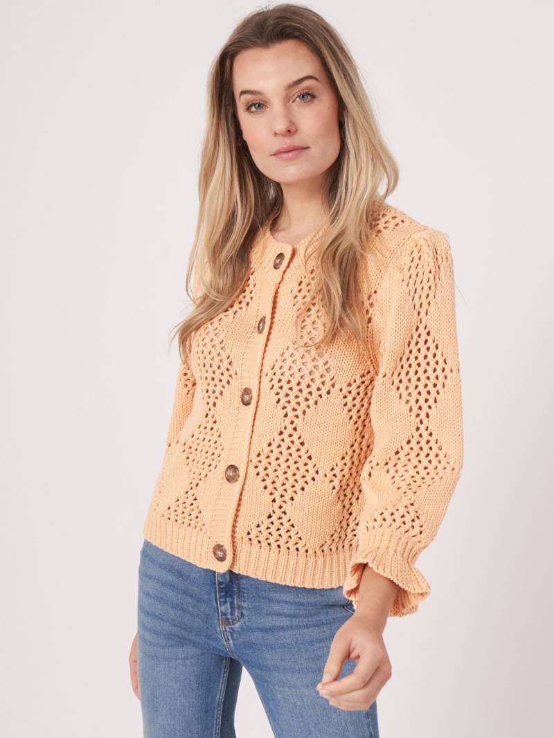 Ajour Strickjacke mit Rautenmuster von REPEAT cashmere