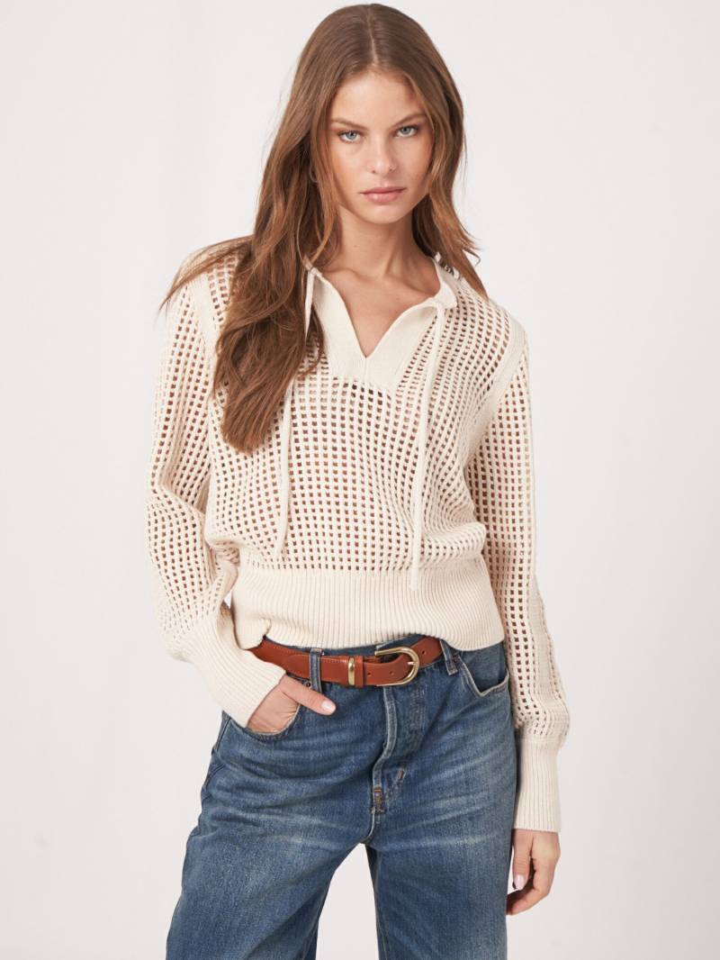 Ajour-pullover aus reiner Baumwolle mit Bindeband von REPEAT cashmere
