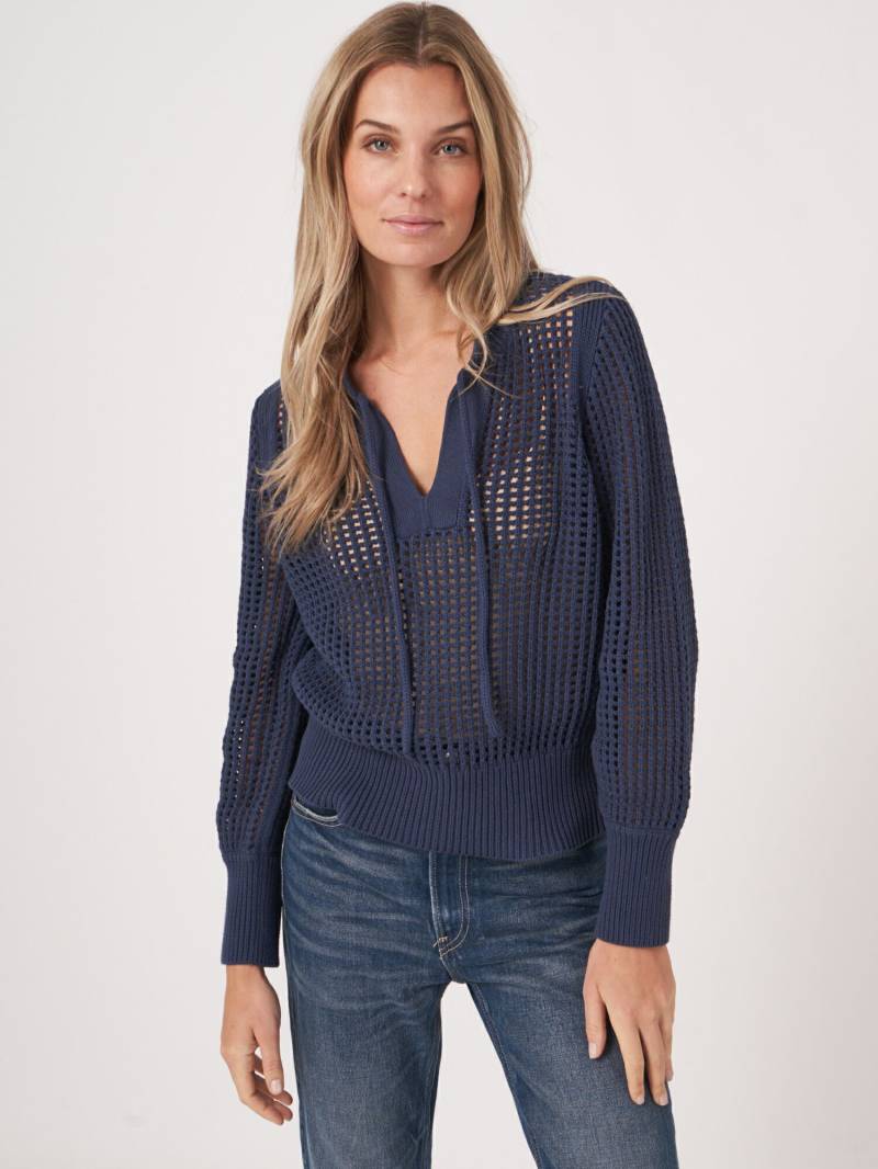 Ajour-pullover aus reiner Baumwolle mit Bindeband von REPEAT cashmere