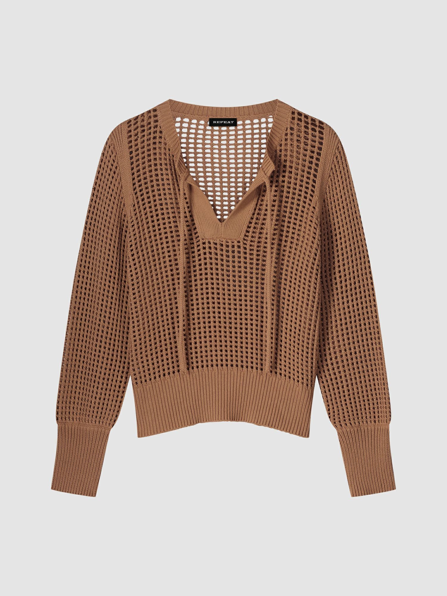 Ajour-pullover aus reiner Baumwolle mit Bindeband von REPEAT cashmere