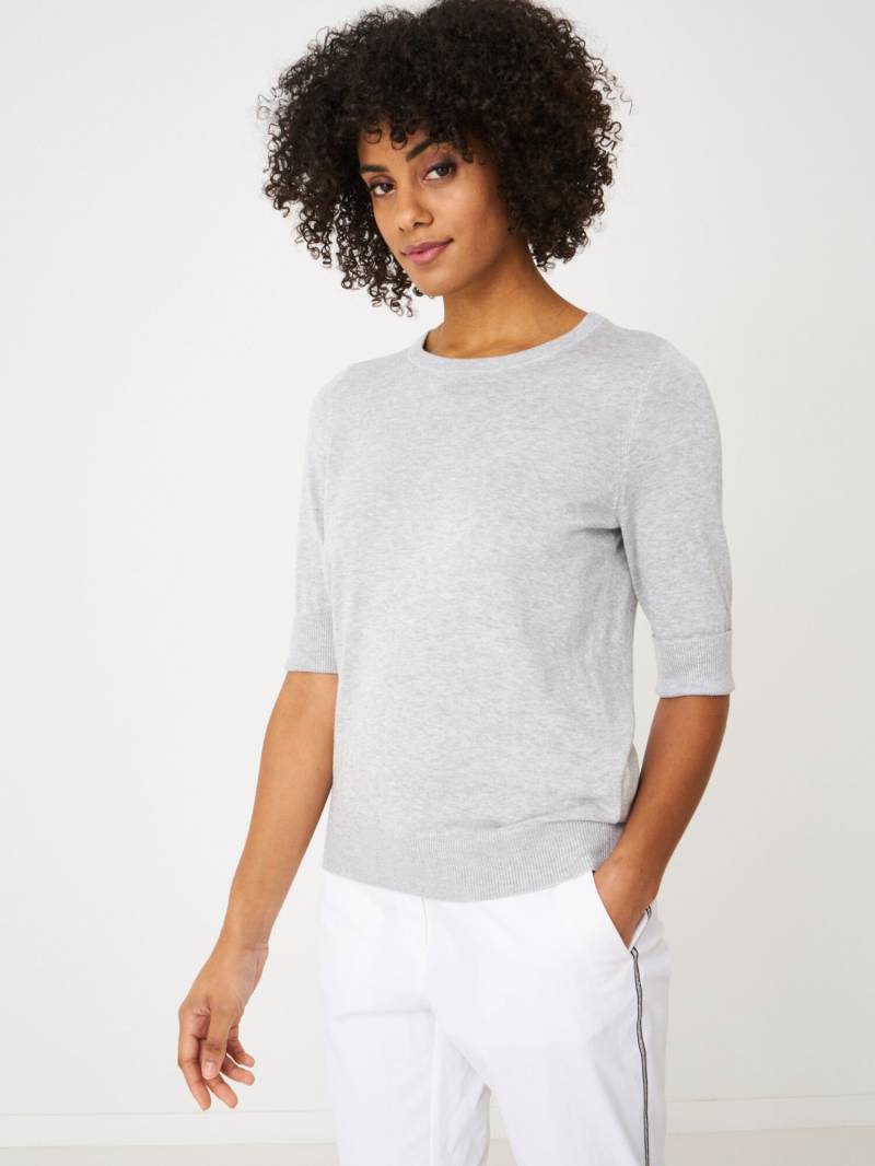 Basic Feinstrick-Pullover mit V-Ausschnitt aus Baumwollmischung von REPEAT cashmere