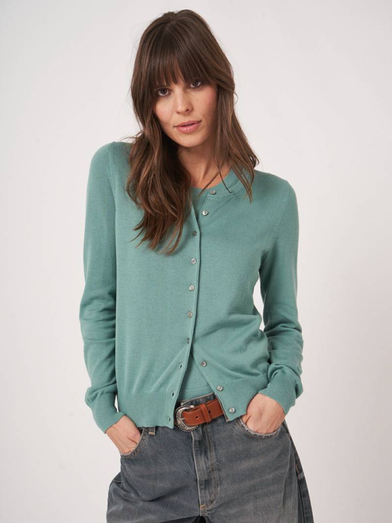 Basic Feinstrick-Strickjacke aus Baumwollmischung von REPEAT cashmere