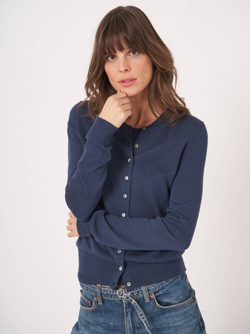 Basic Feinstrick-Strickjacke aus Baumwollmischung von REPEAT cashmere