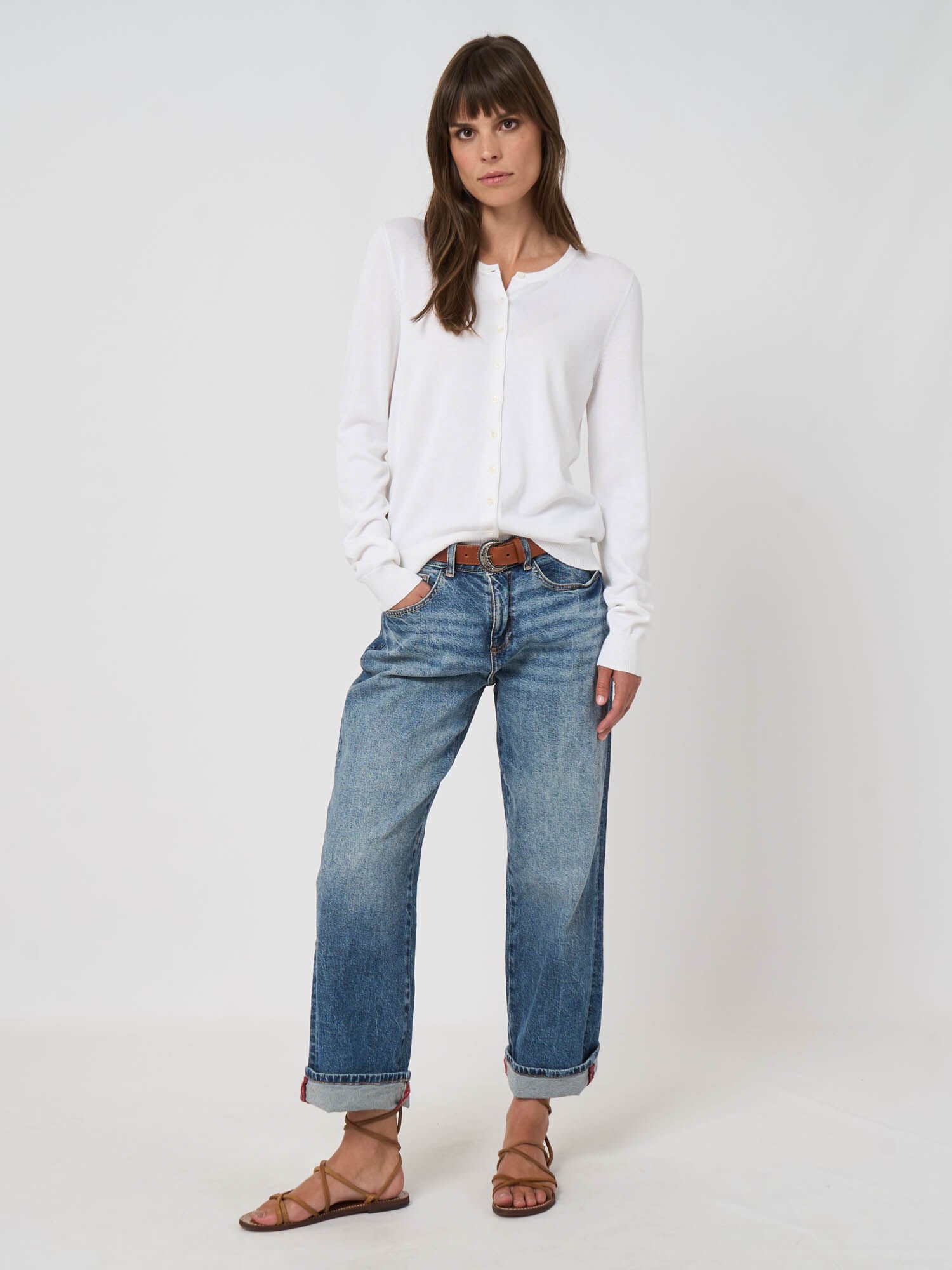 Basic Feinstrick-Strickjacke aus Baumwollmischung von REPEAT cashmere