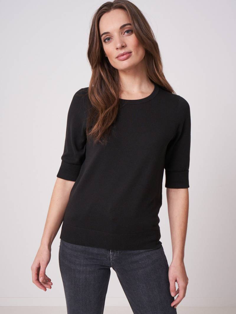 Basic-Kurzarm-Pullover aus Baumwollmischung von REPEAT cashmere