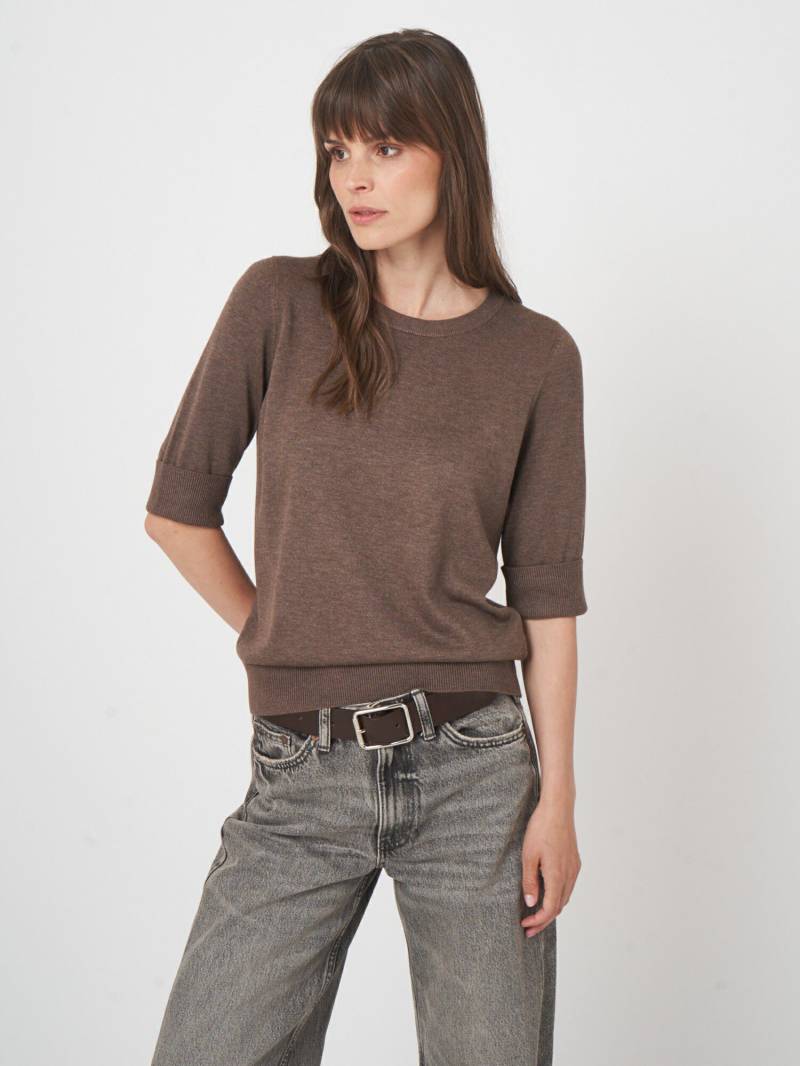 Basic-Kurzarm-Pullover aus Baumwollmischung von REPEAT cashmere
